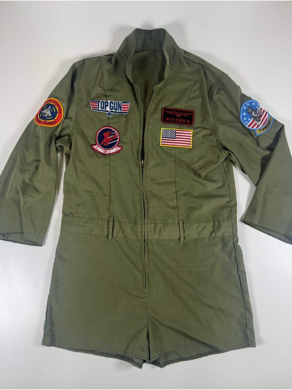Leg Avenue Olive Green Patch-Detail Women's Flight Romper